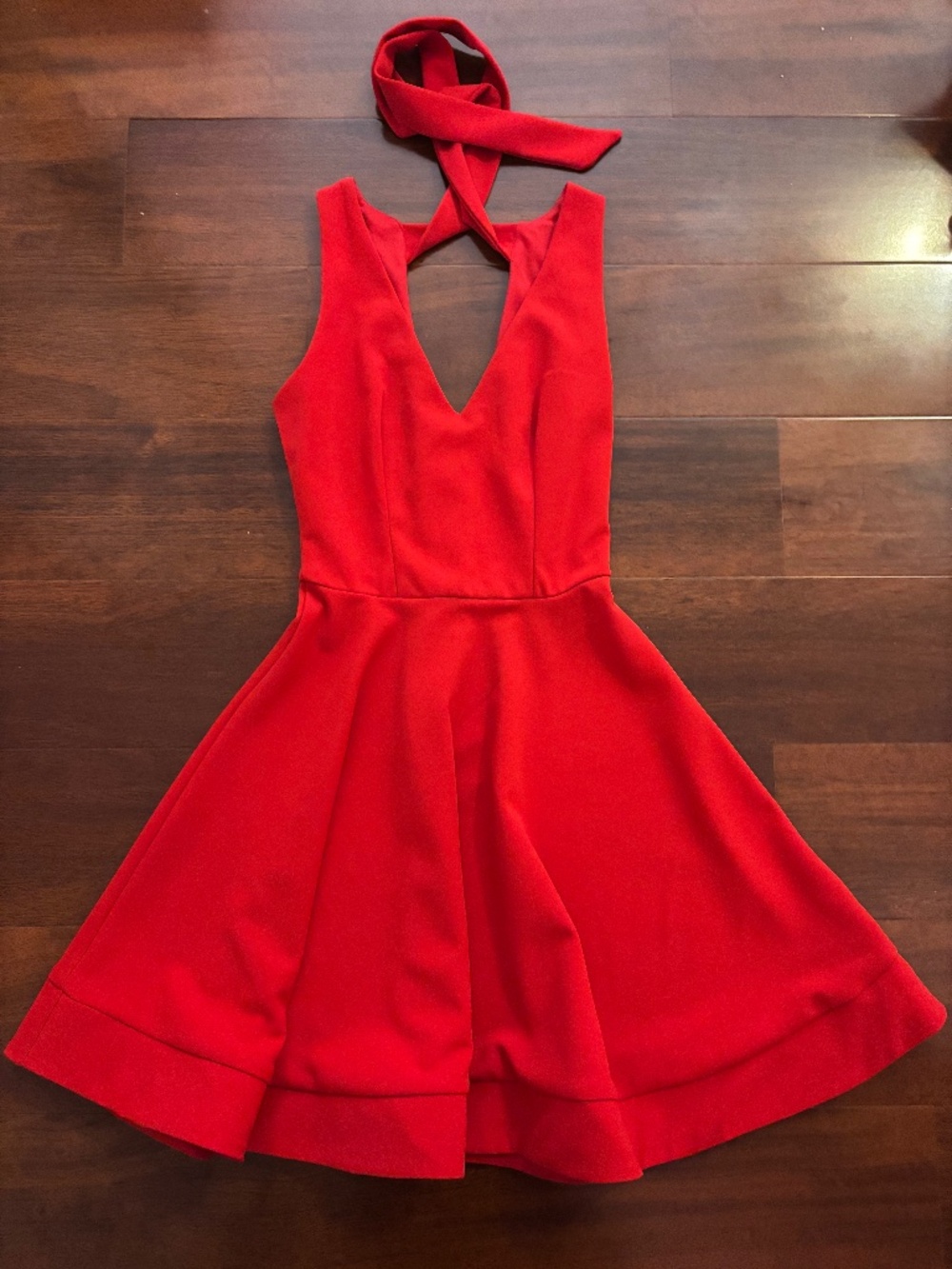 B Darlin Red Halter Fit & Flare Dress Women's Size 1/2 Homecoming Cocktail